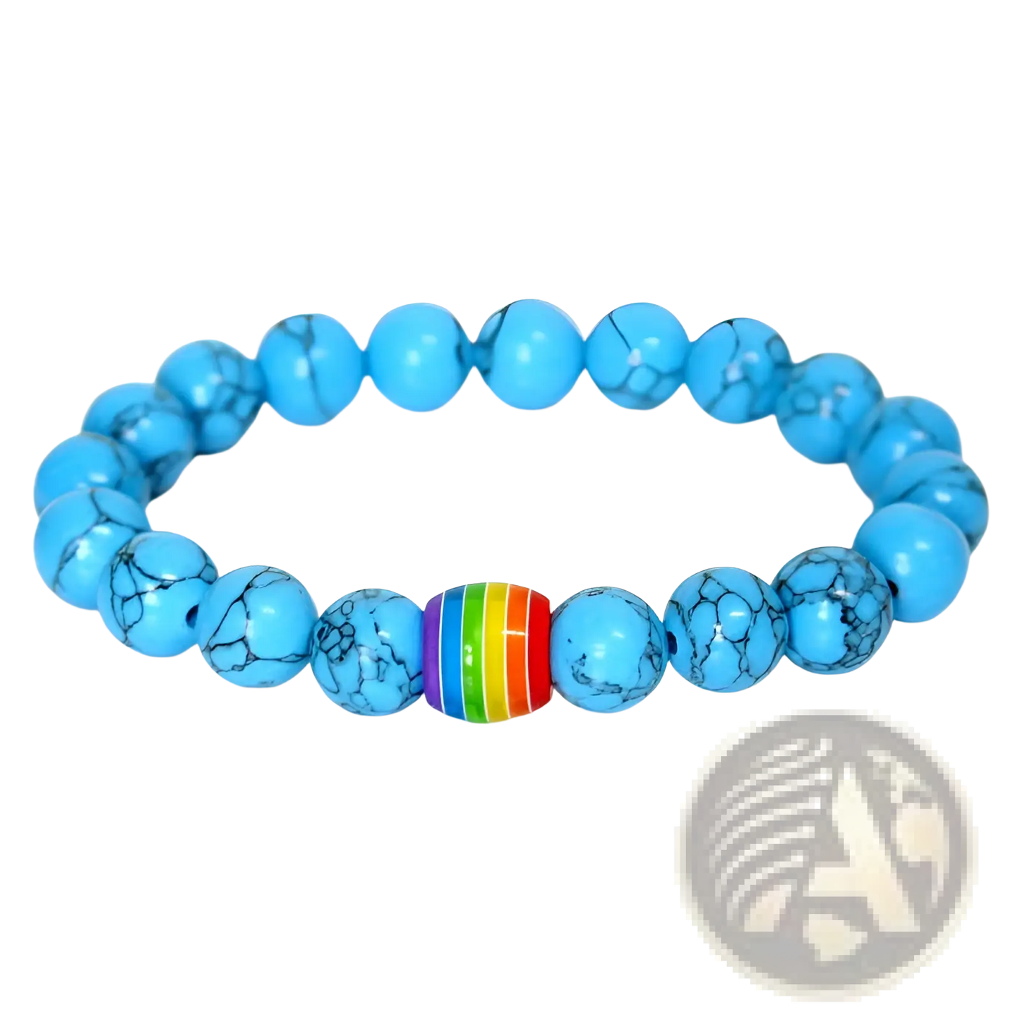 Natural Stone Rainbow Pride Accent Bead Bracelet