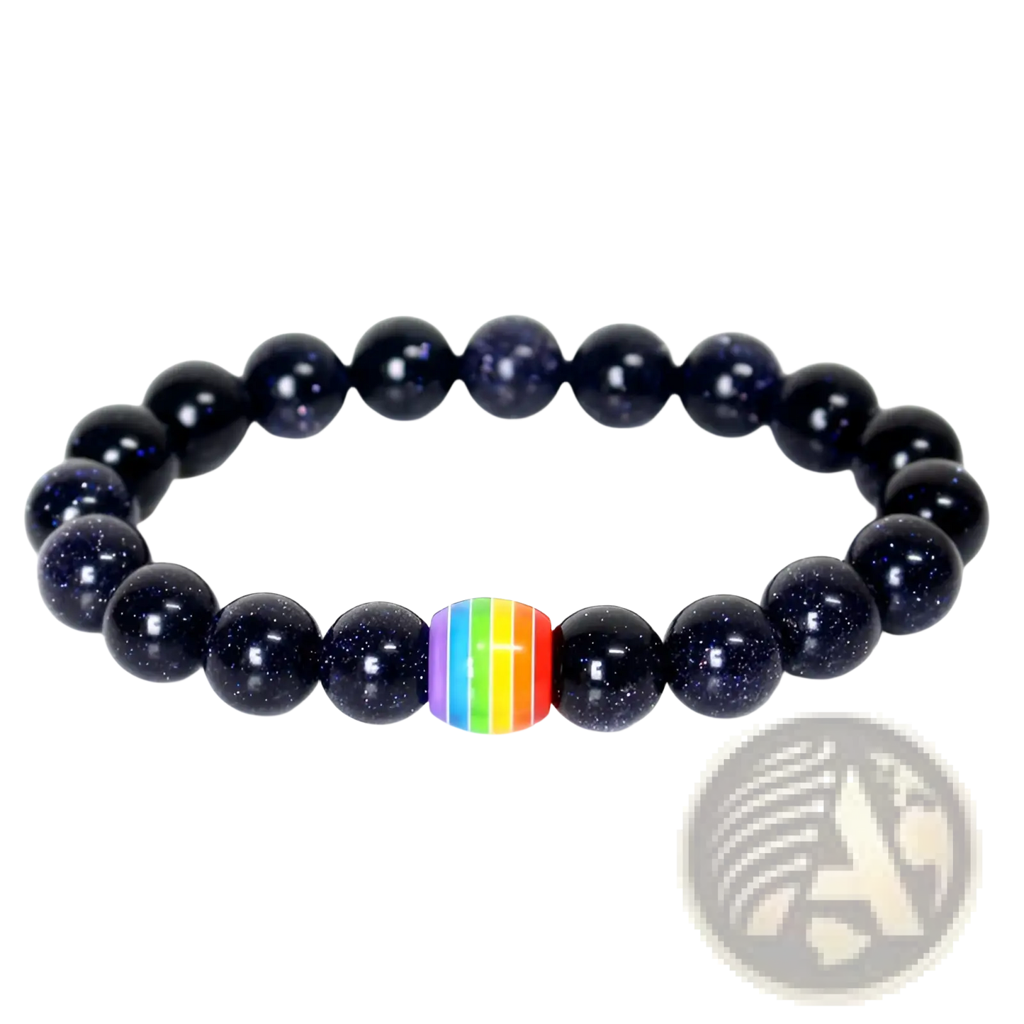 Natural Stone Rainbow Pride Accent Bead Bracelet