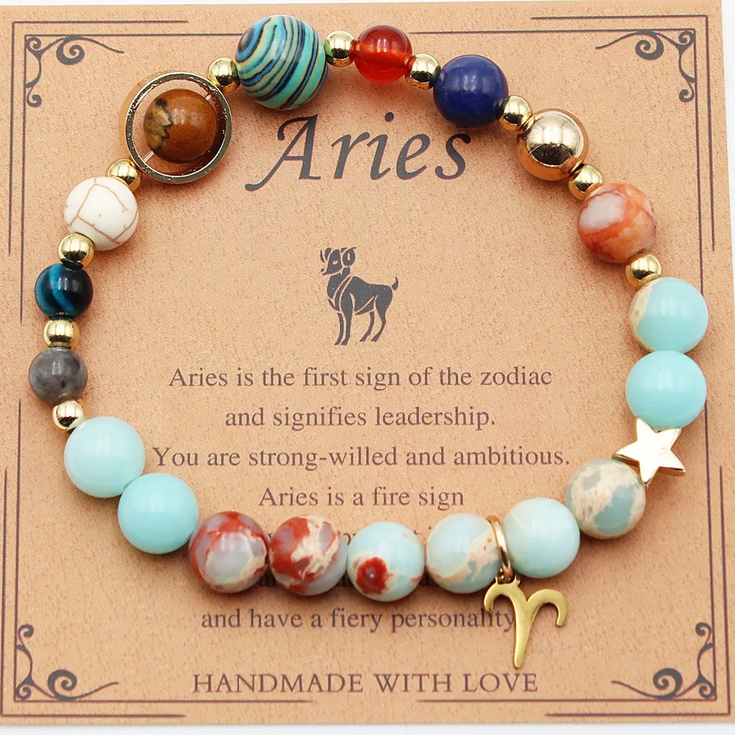 Natural Stone Twelve Zodiac Constellation Beaded Bracelet