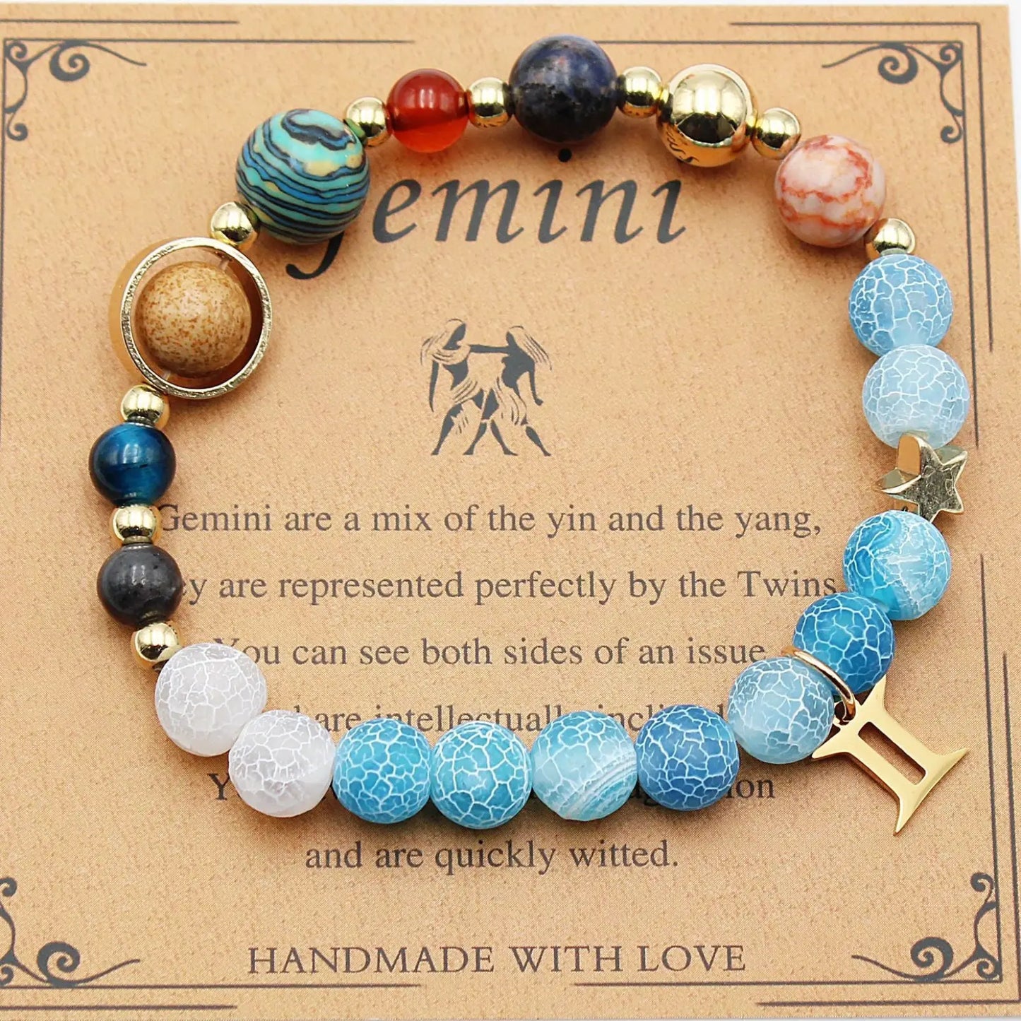 Natural Stone Twelve Zodiac Constellation Beaded Bracelet