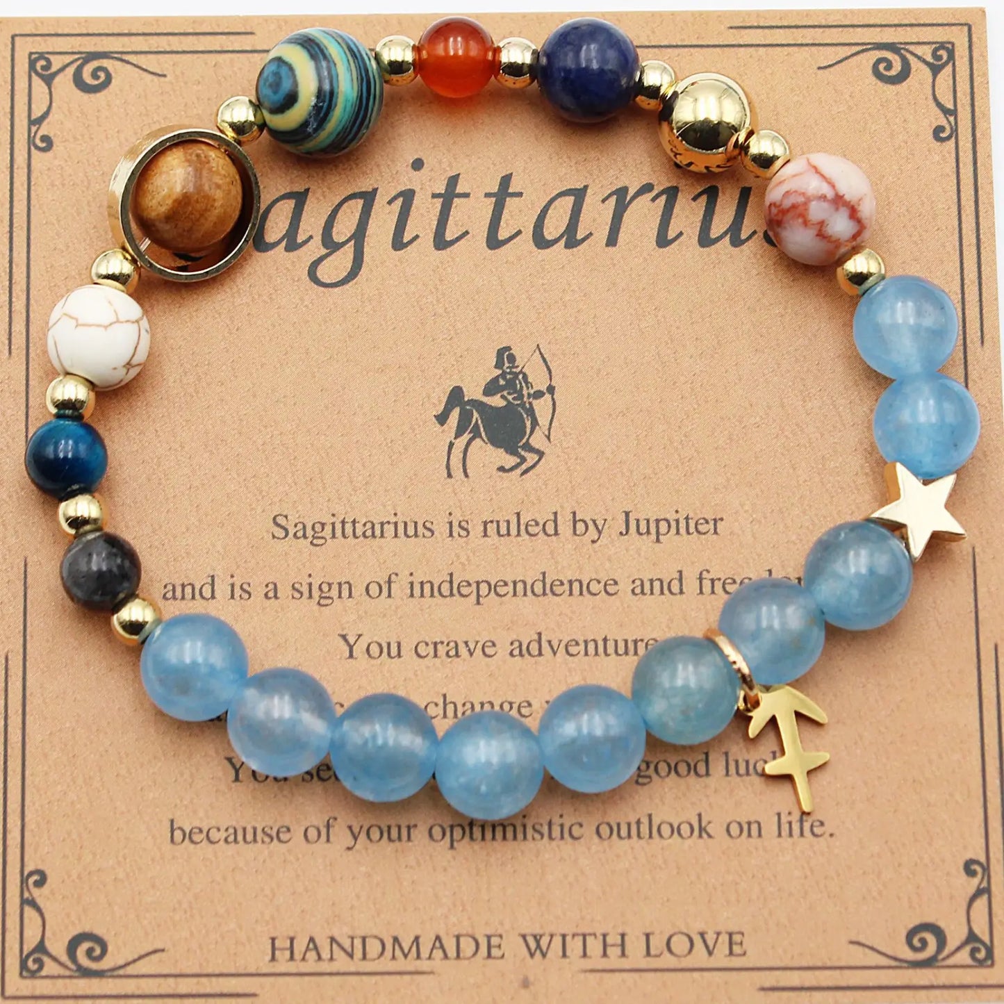 Natural Stone Twelve Zodiac Constellation Beaded Bracelet