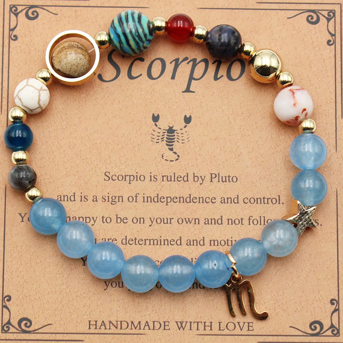 Natural Stone Twelve Zodiac Constellation Beaded Bracelet