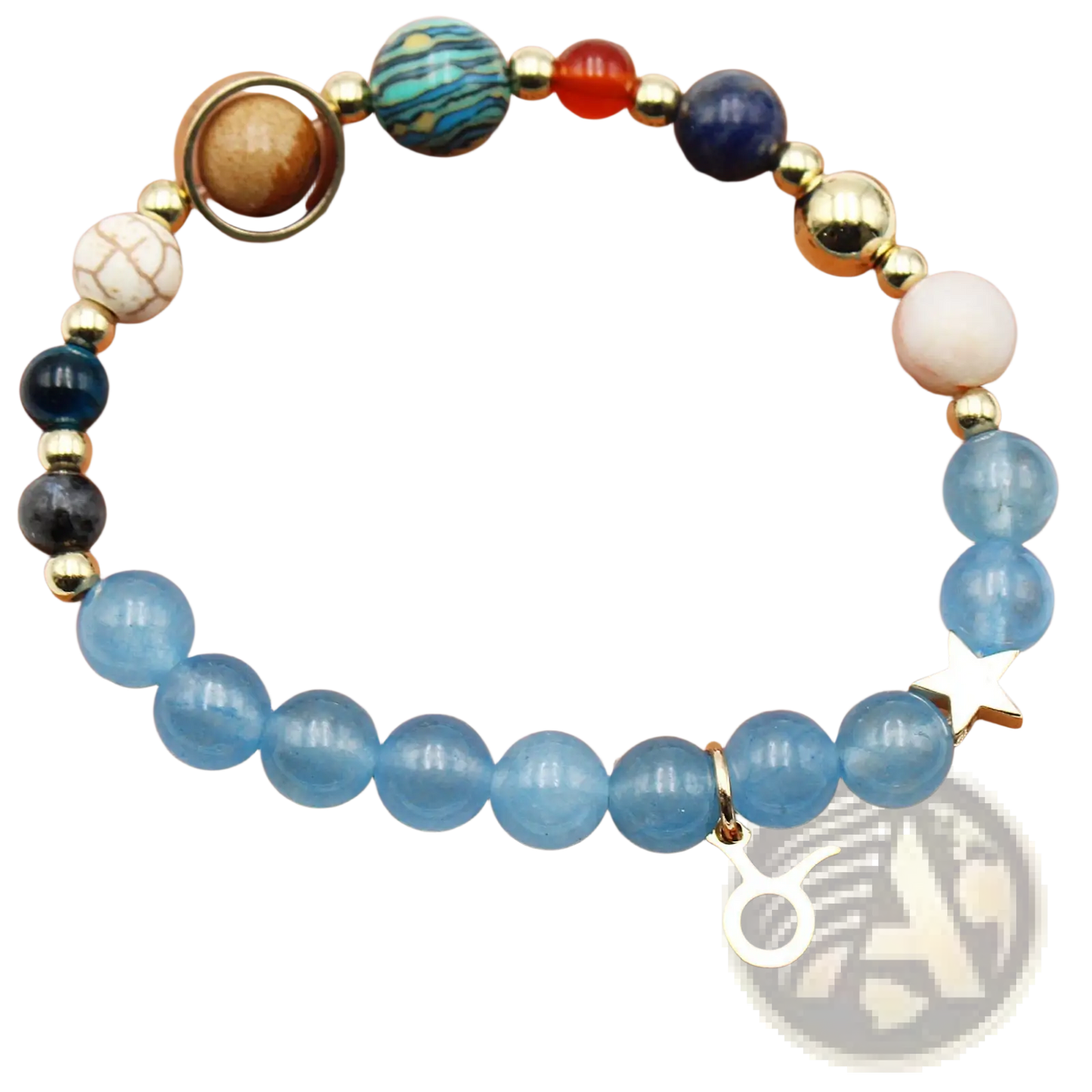 Natural Stone Twelve Zodiac Constellation Beaded Bracelet