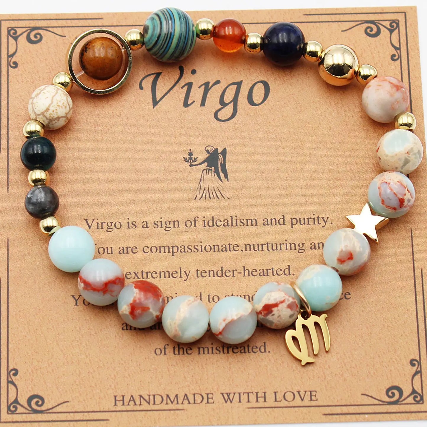 Natural Stone Twelve Zodiac Constellation Beaded Bracelet