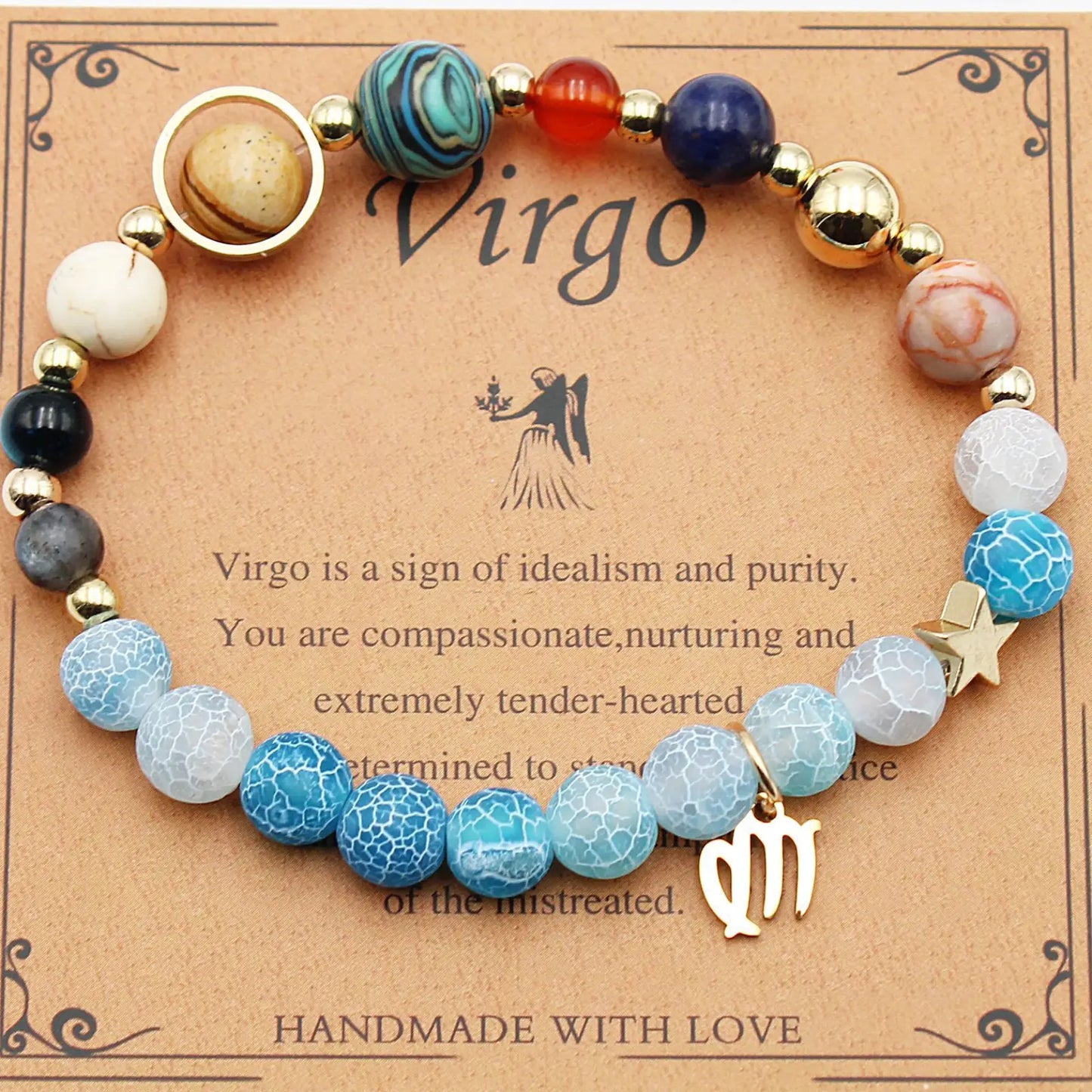 Natural Stone Twelve Zodiac Constellation Beaded Bracelet