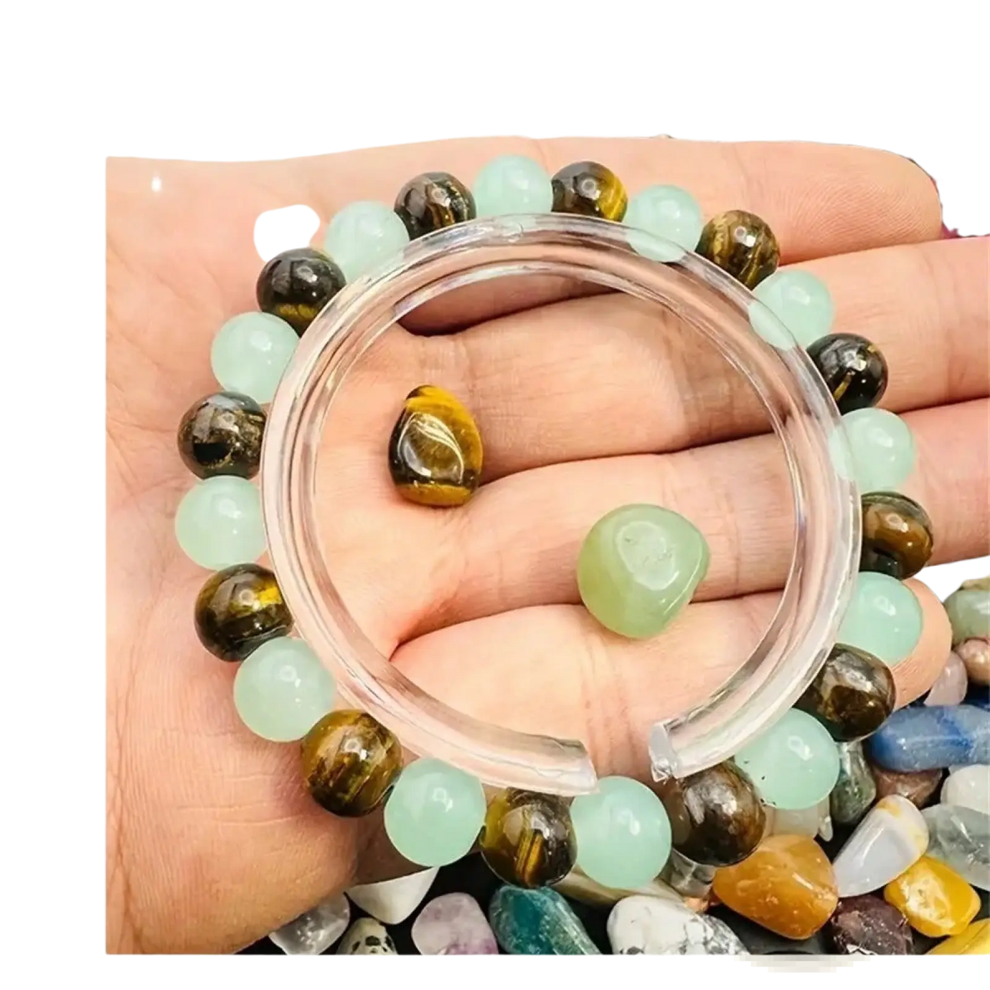 Natural Tiger Eye and Green Aventurine Beaded Bracelet