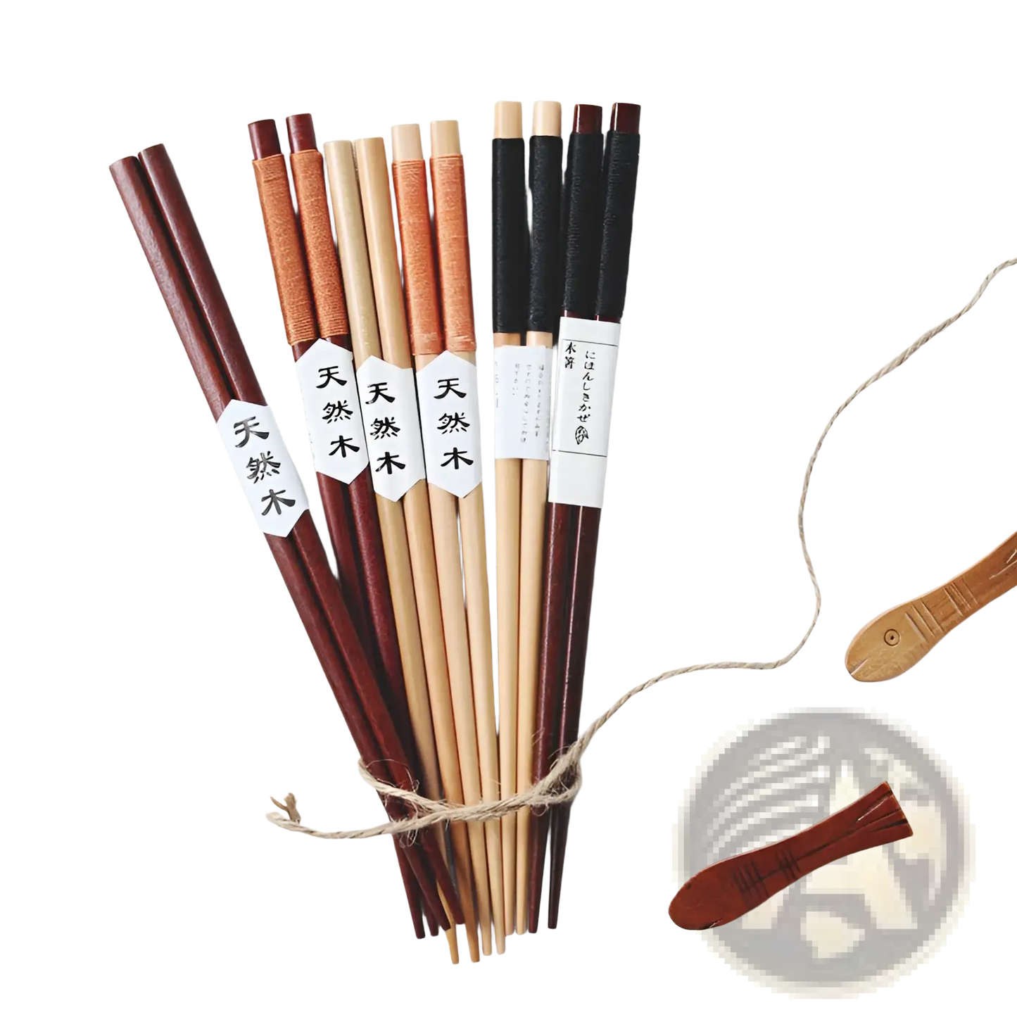 Natural Wood Chopsticks with Textured Hand Grips