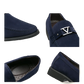 Navy Blue Suede Buckle Loafers with Non Slip Rubber Soles