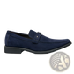 Navy Blue Suede Buckle Loafers with Non Slip Rubber Soles