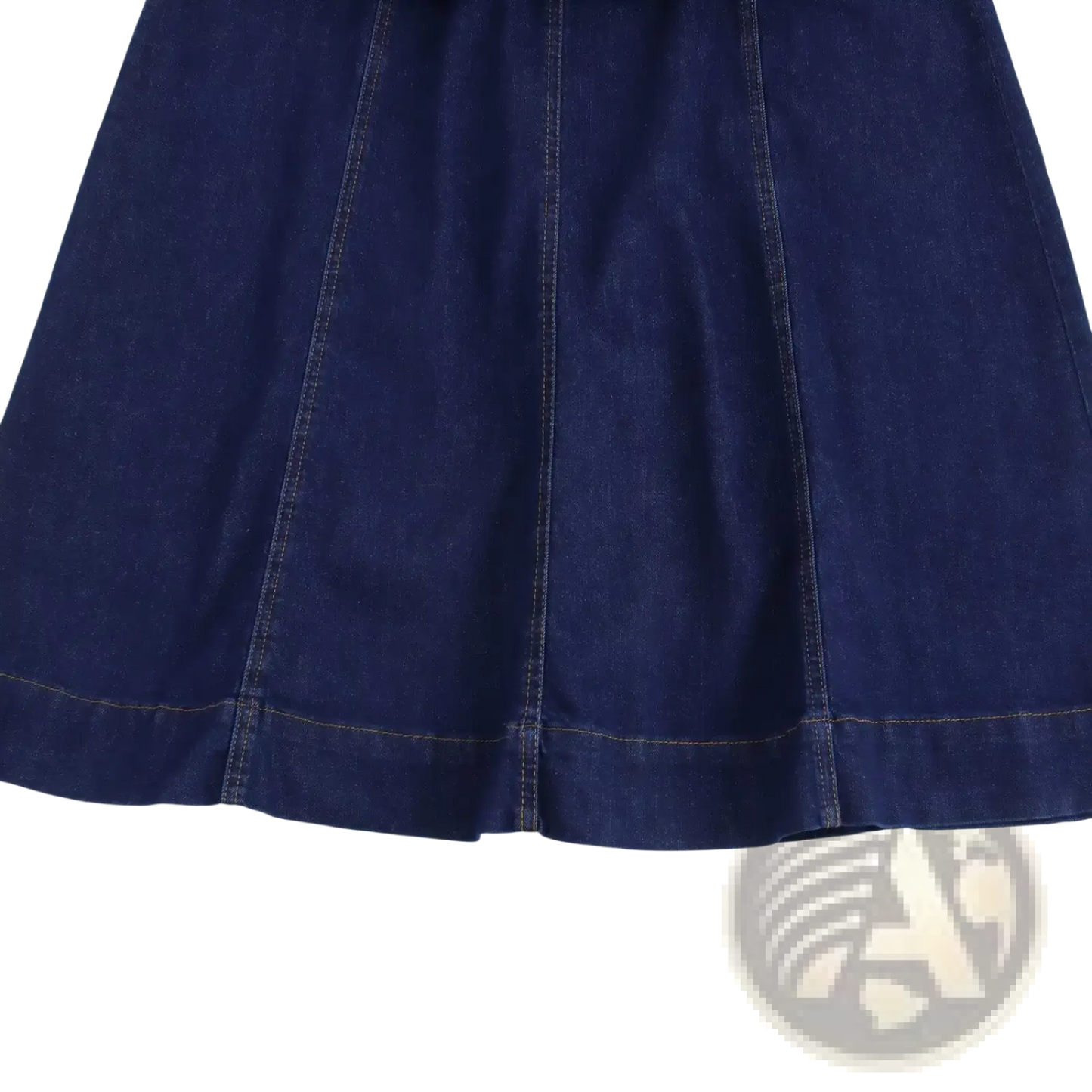 Navy Crew Neck Sleeveless Denim A-line Dress