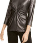 Alfani Women's Metallic Twist-Front Top Black Size Medium