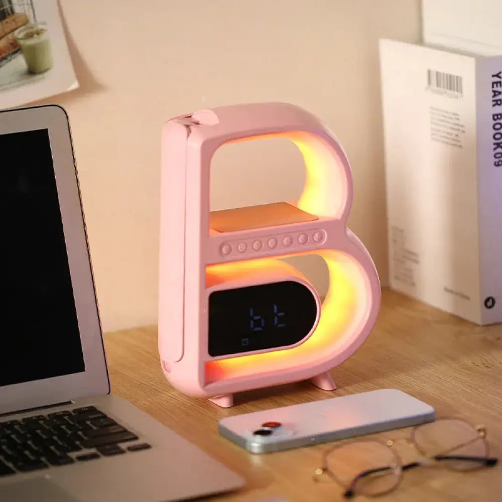 Smart B-shaped Rgb Bluetooth Speaker and Wireless Charger