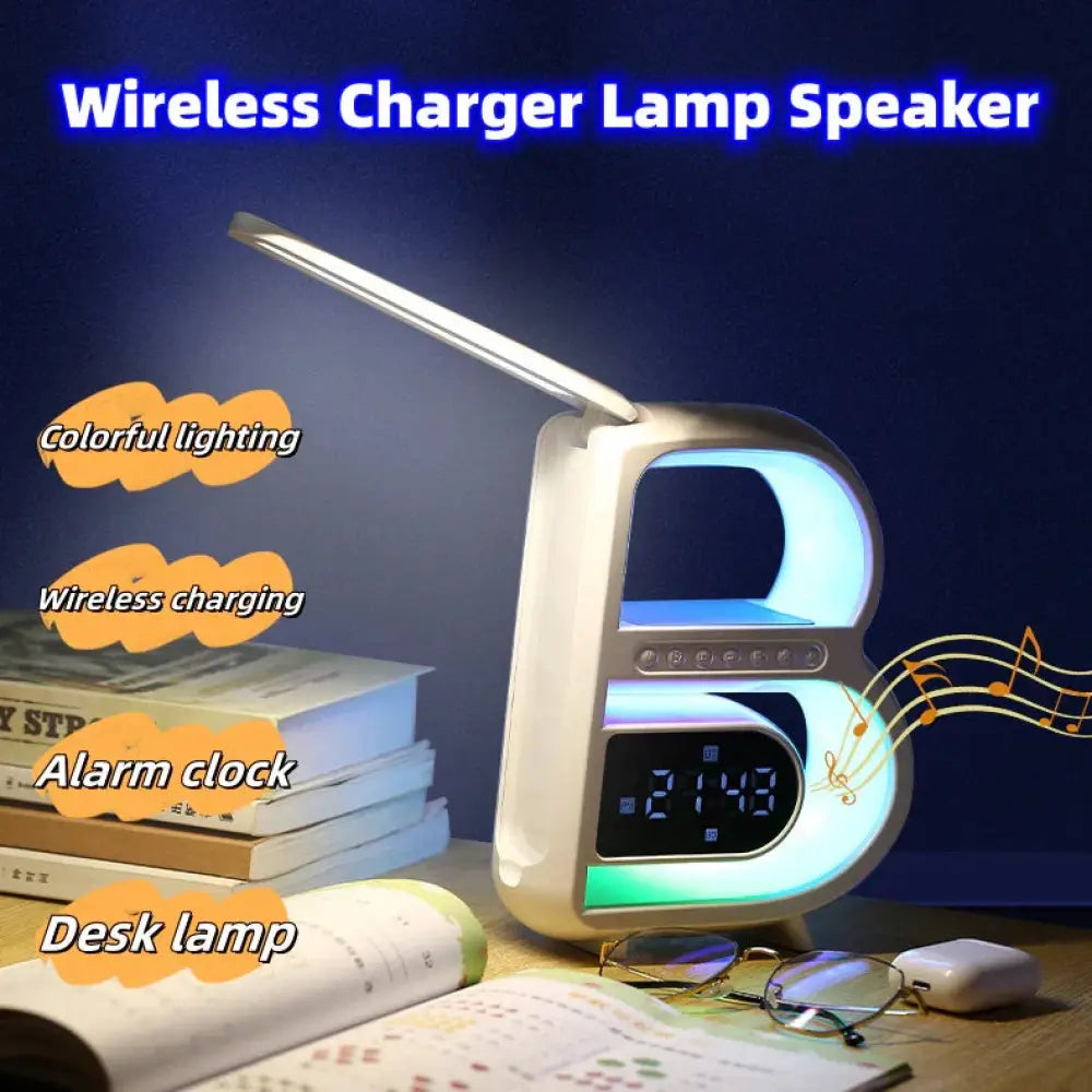 Smart B-shaped Rgb Bluetooth Speaker and Wireless Charger