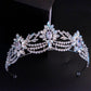 Floral 3a Zirconia Silver Bridal Tiara with Pastel Crystals