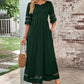 Mesh Patchwork Maxi Dress with Pockets and Sheer Accents
