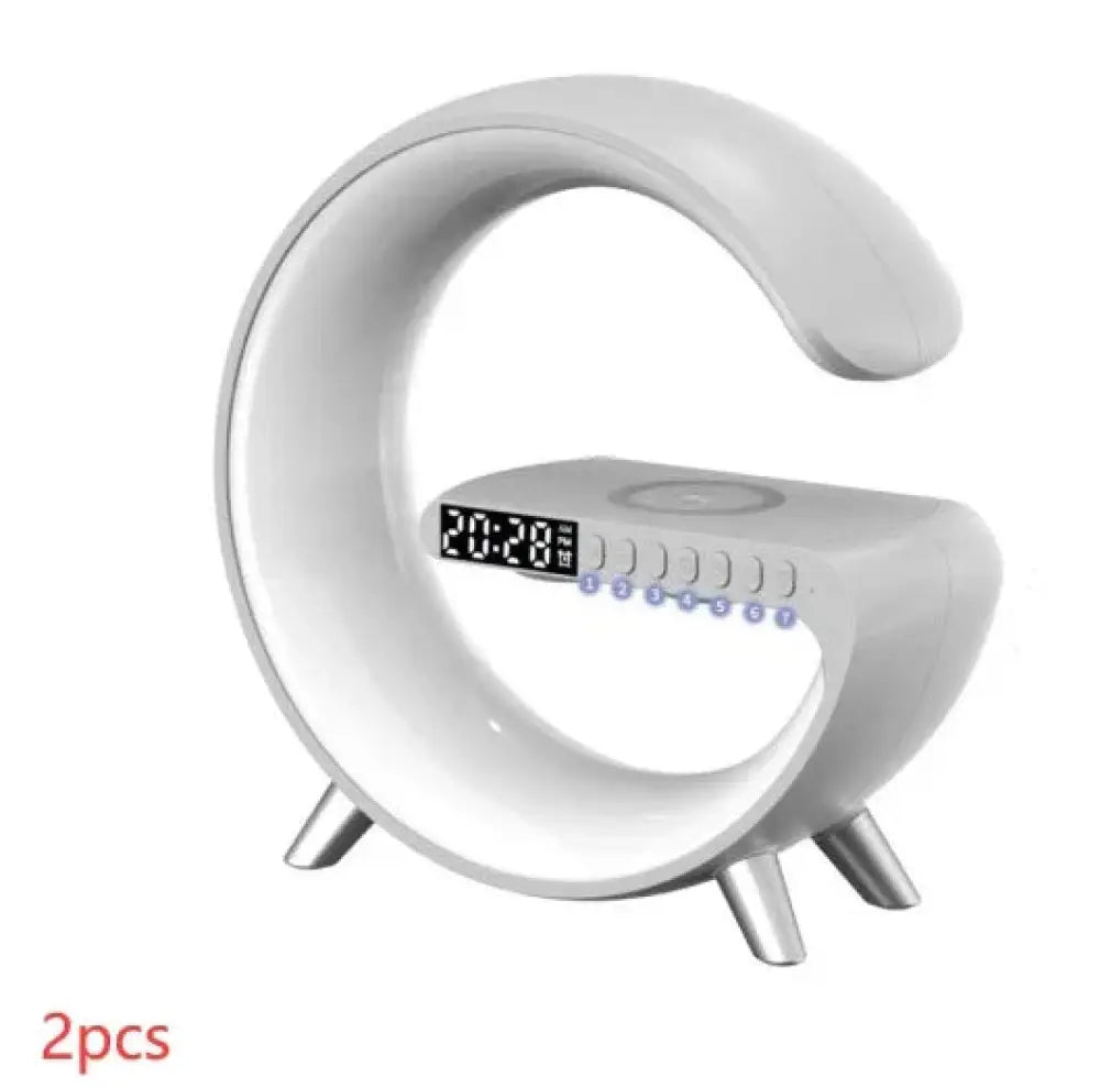 G-shaped Led Lamp with Bluetooth Speaker and Wireless Charger