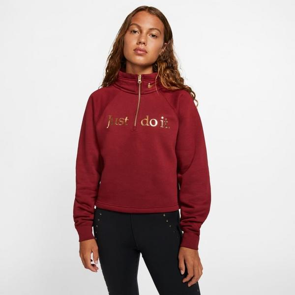 Nike Women's Plus Size Sportswear Shine 1/2-Zip Fleece Top Brght Red Size 2 Extra Large