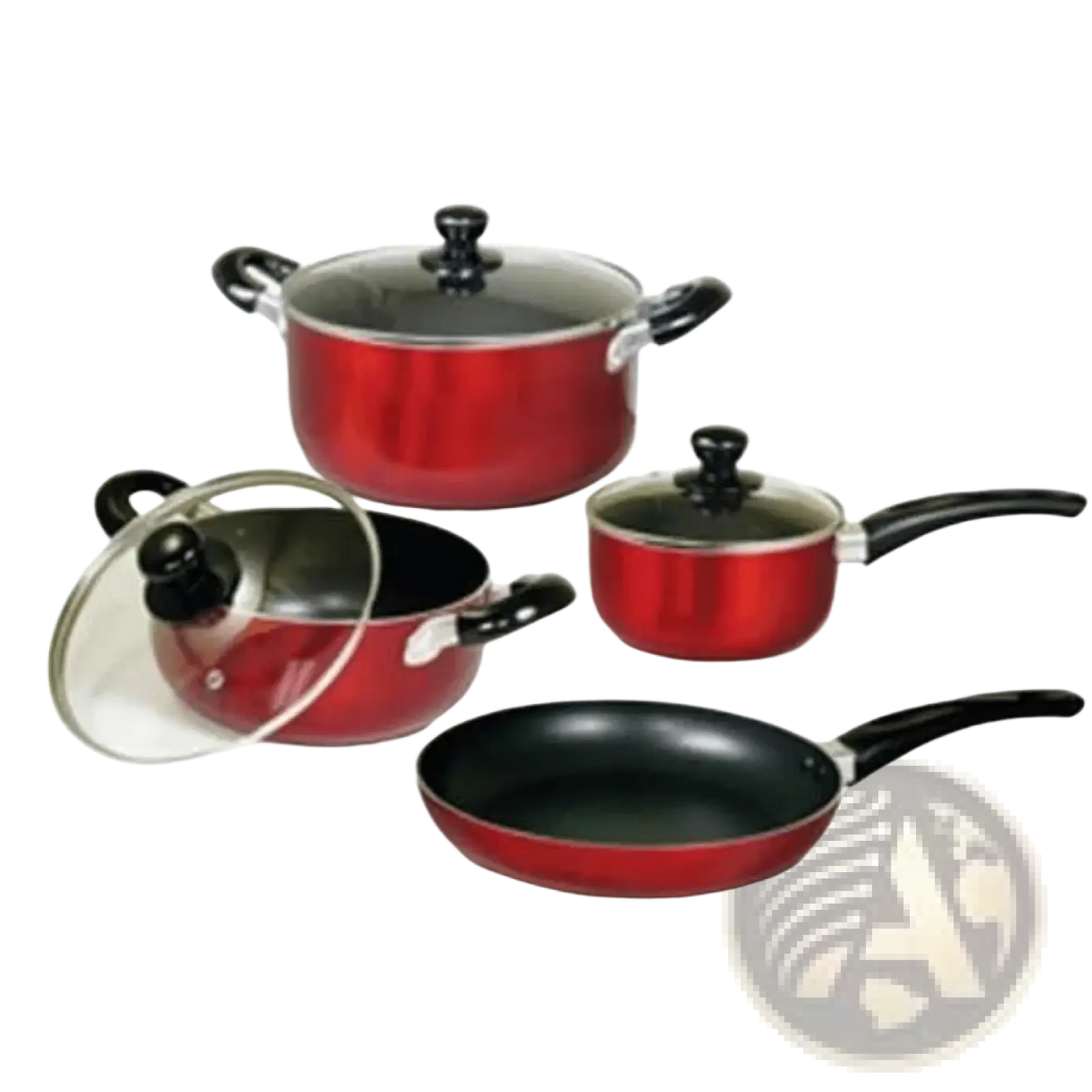 Non-stick Cookware Set 7 Piece Red Aluminum