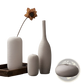 Nordic White Ribbed Ceramic Vase for Modern Home Decor