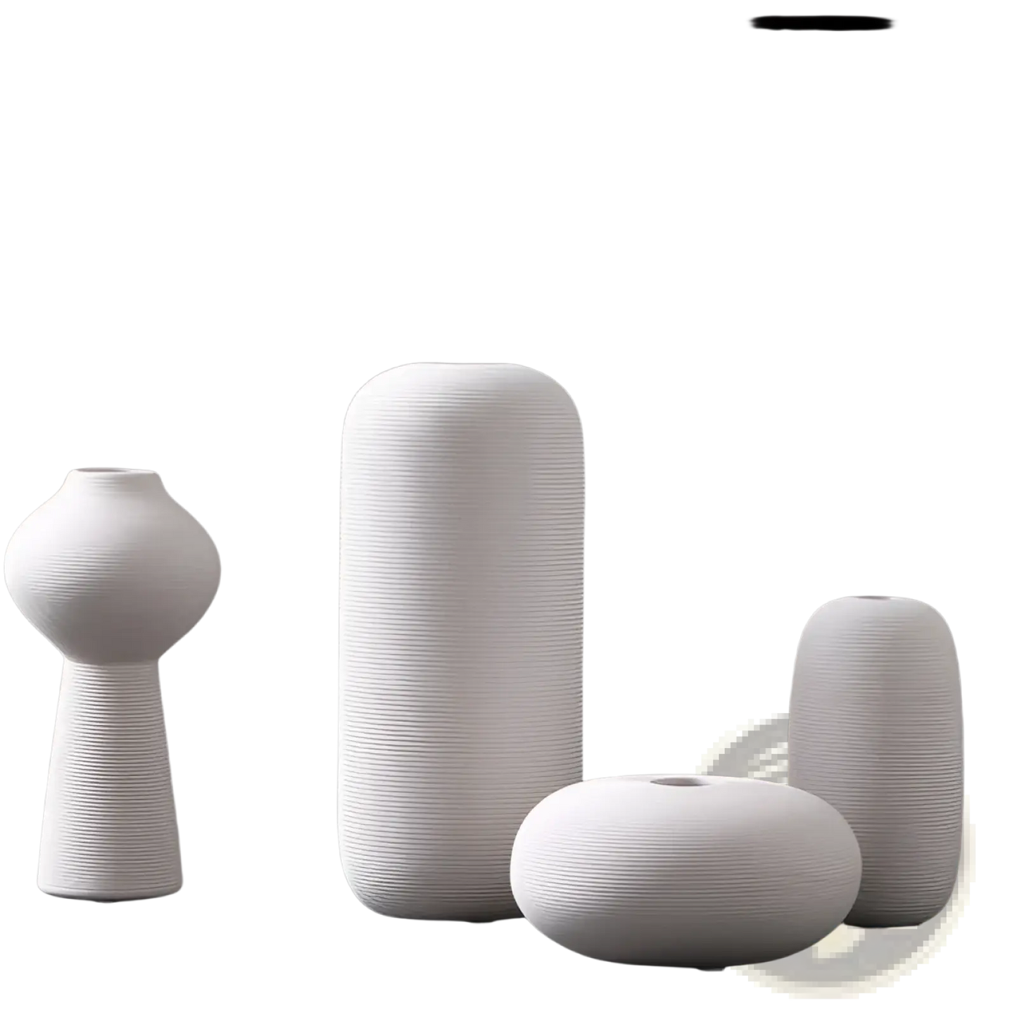 Nordic White Ribbed Ceramic Vase for Modern Home Decor