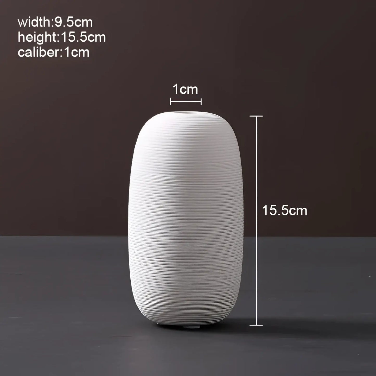 Nordic White Ribbed Ceramic Vase for Modern Home Decor