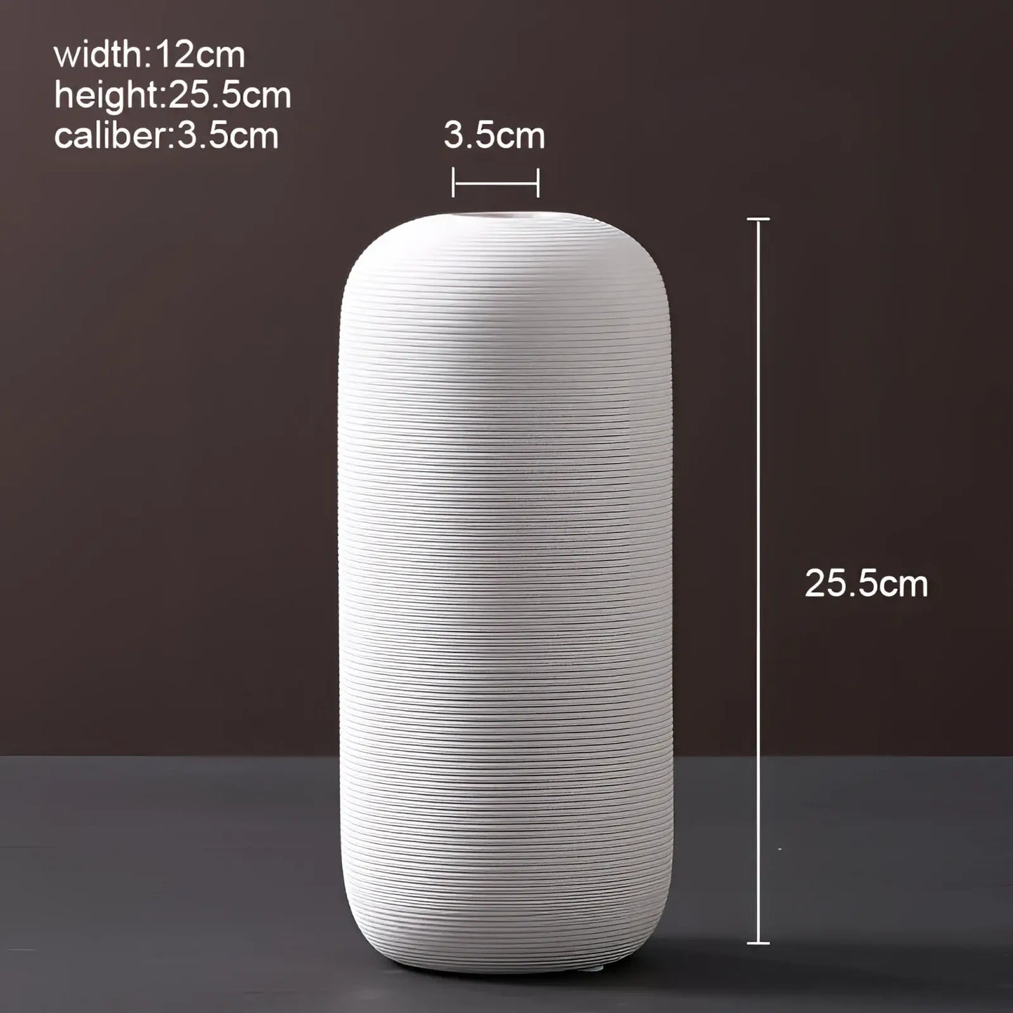 Nordic White Ribbed Ceramic Vase for Modern Home Decor