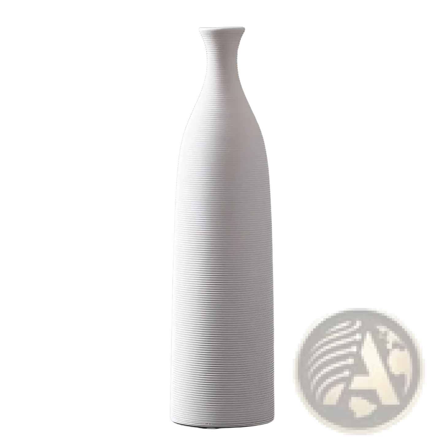 Nordic White Ribbed Ceramic Vase for Modern Home Decor