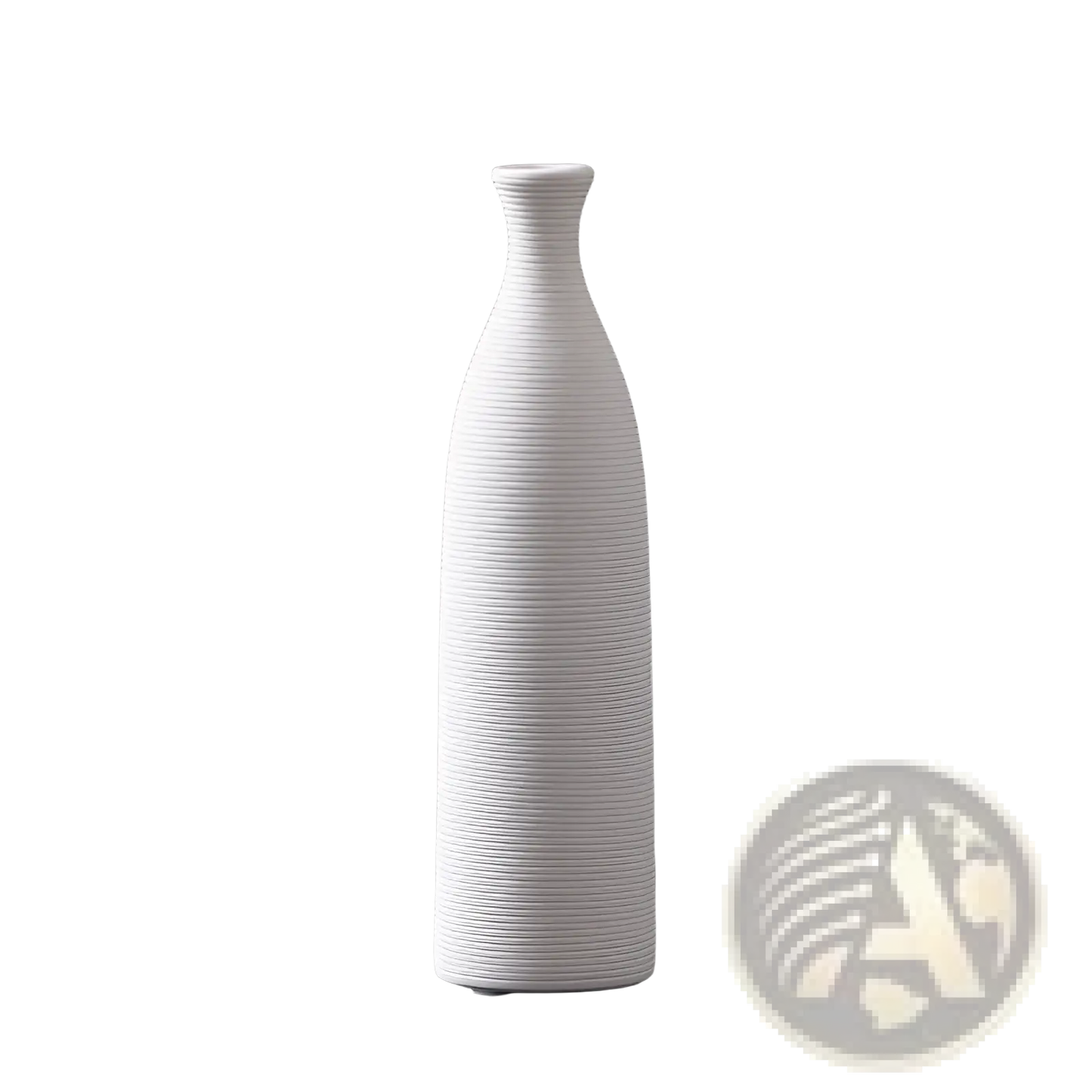 Nordic White Ribbed Ceramic Vase for Modern Home Decor