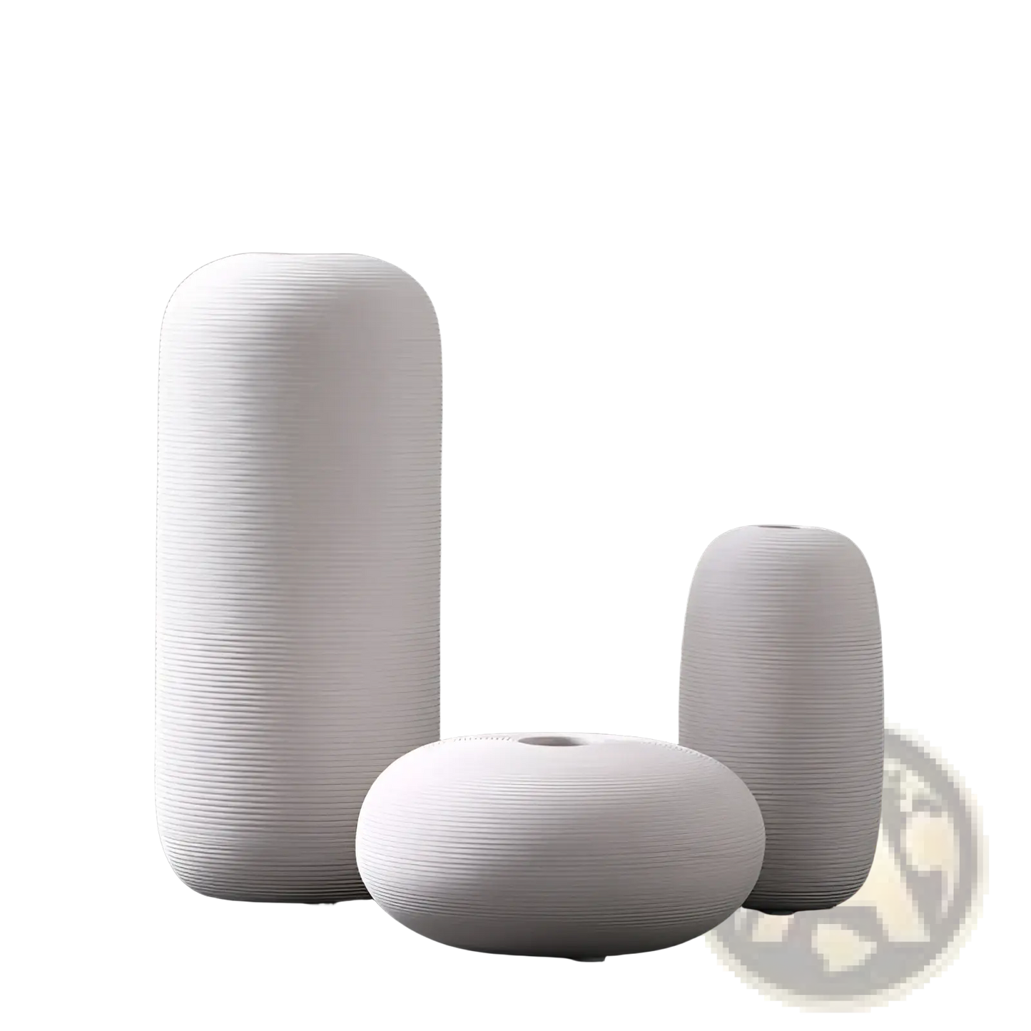 Nordic White Ribbed Ceramic Vase for Modern Home Decor