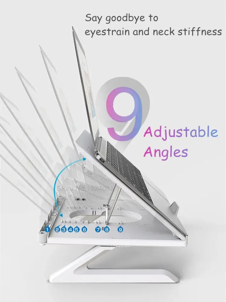 Adjustable Ergonomic Folding Laptop Stand with Phone Holder