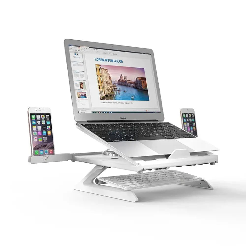 Adjustable Ergonomic Folding Laptop Stand with Phone Holder
