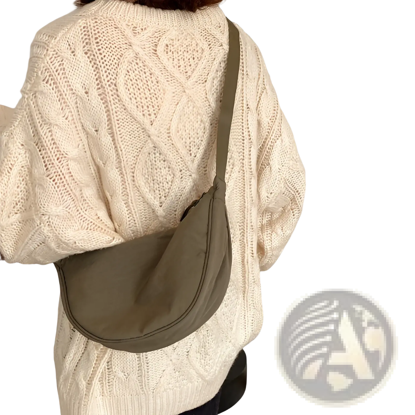 Nylon Dumpling Messenger Bag Curved Crossbody Strap