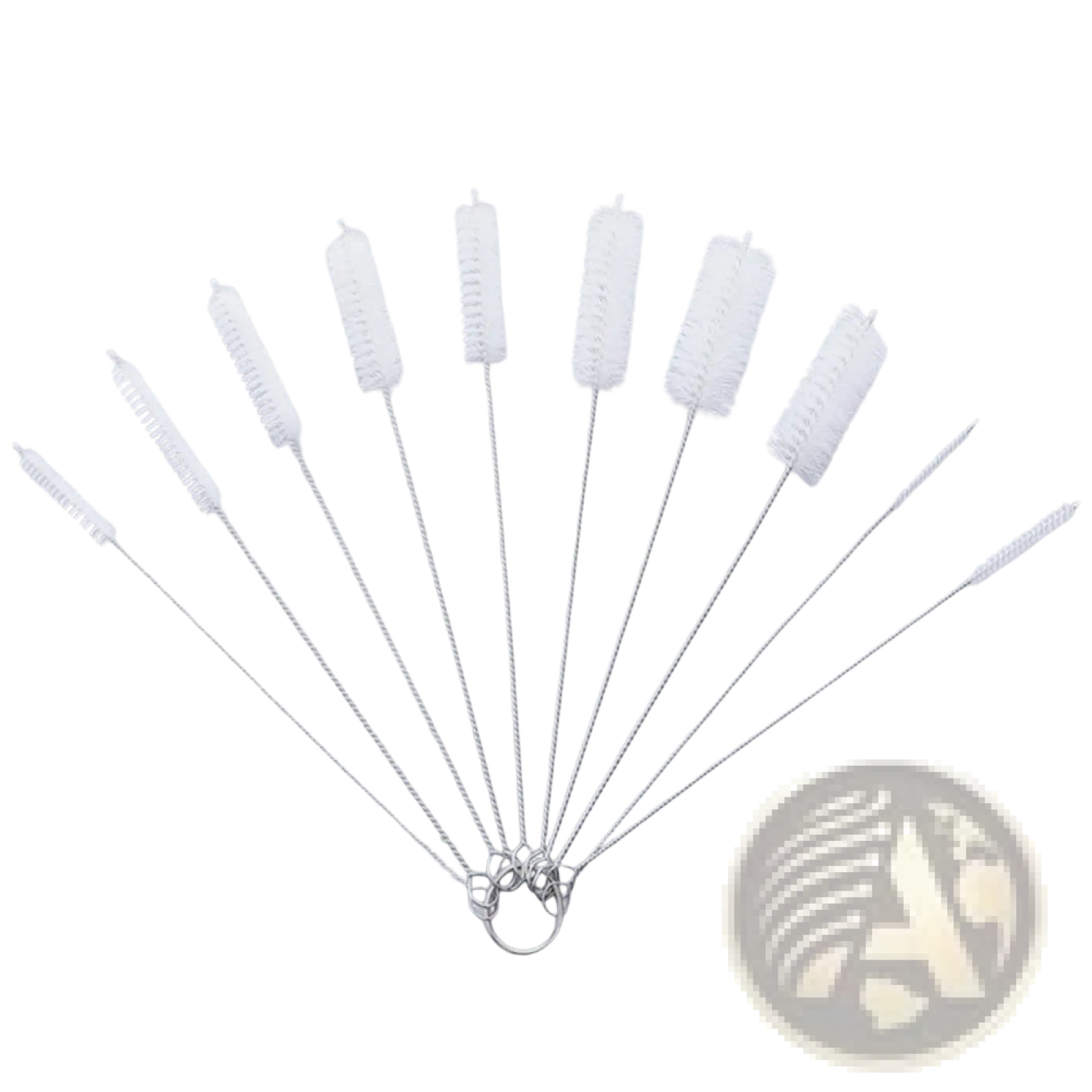 Nylon Straw Cleaning Brush Set Stainless Steel 10pc
