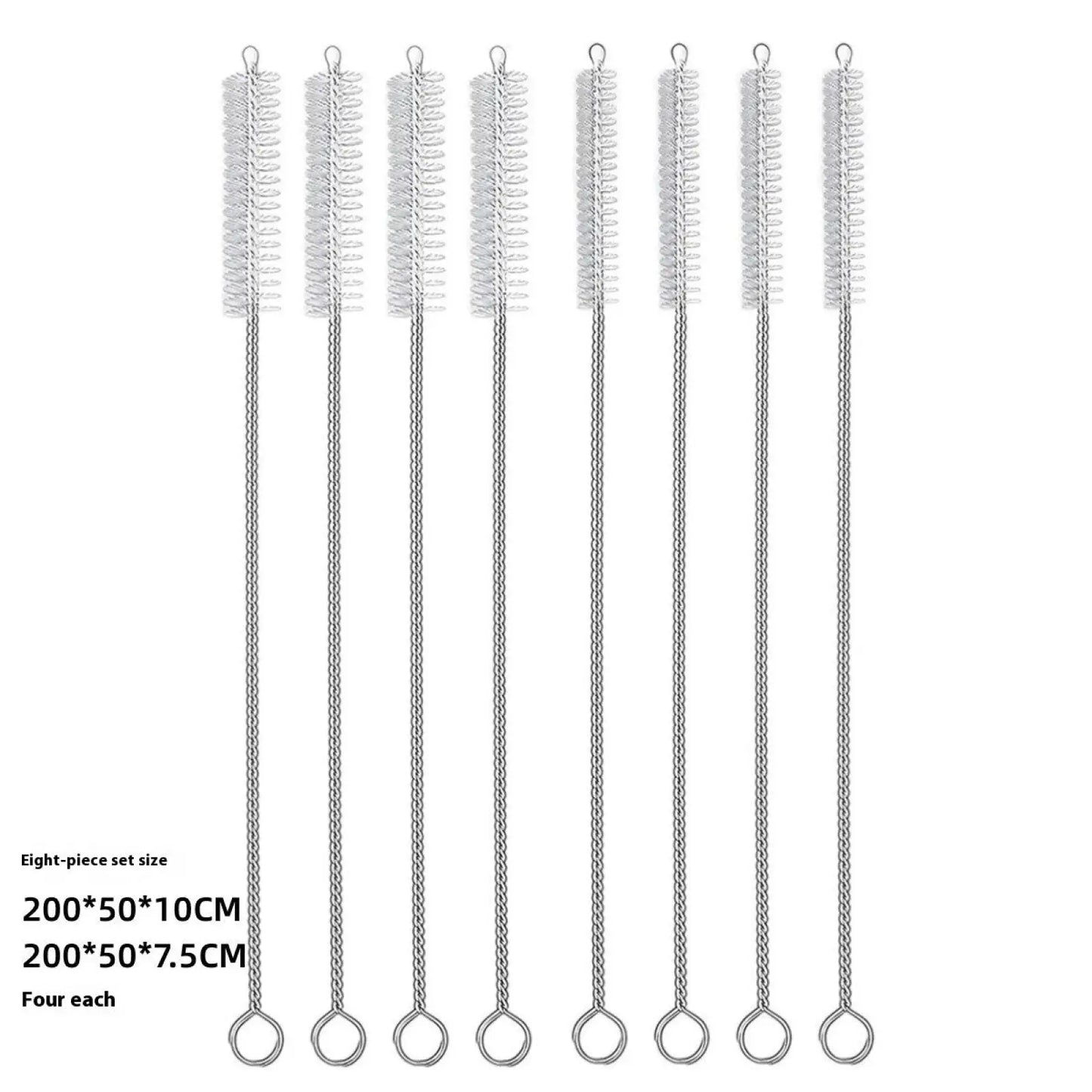 Nylon Straw Cleaning Brush Set Stainless Steel 10pc