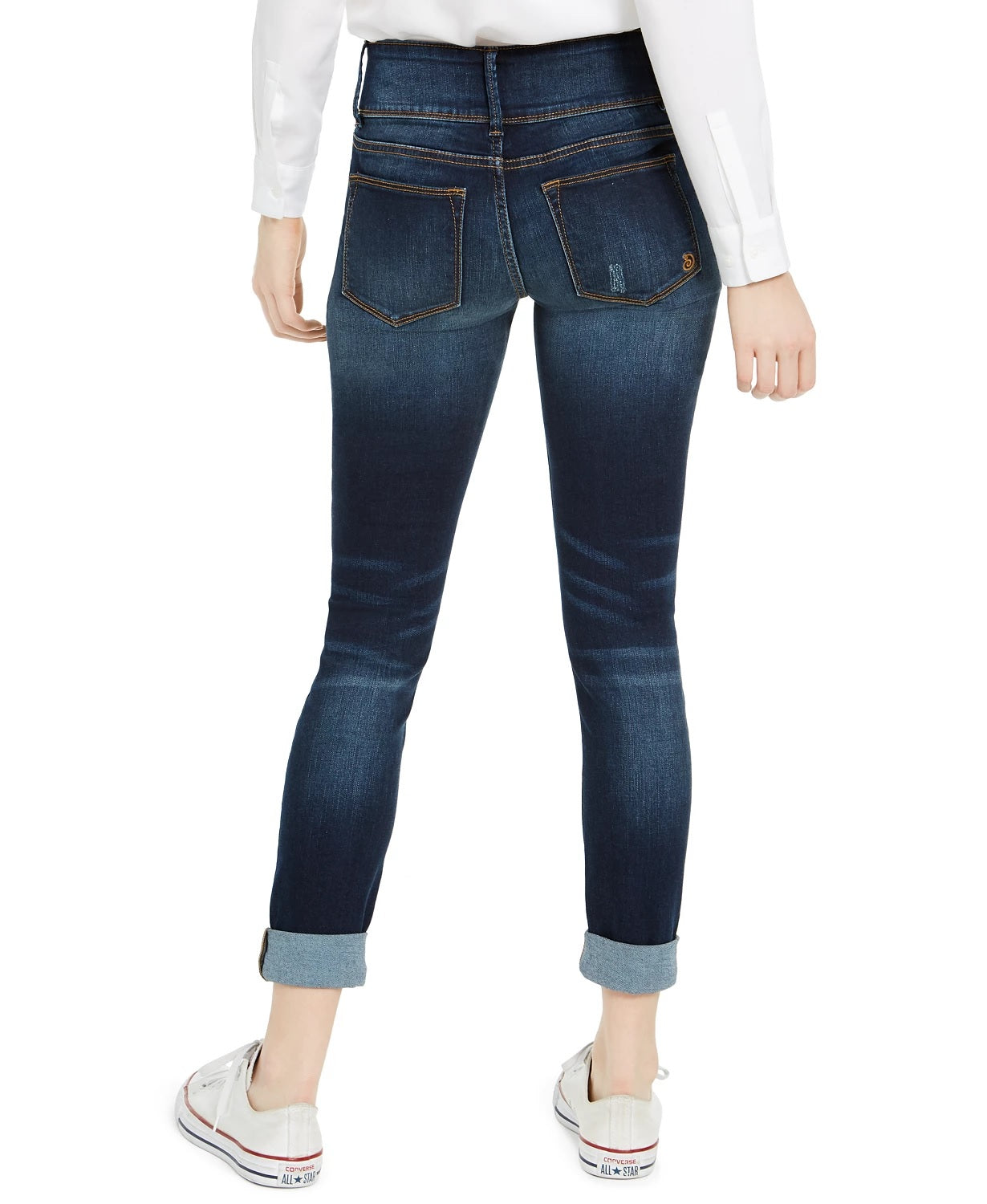 Indigo Rein Junior's Mid Rise Triple Button Cuffed Skinny Jeans Blue Size 5