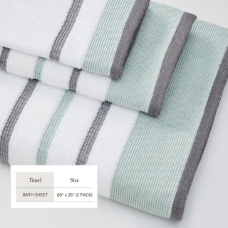 Decorative Cotton Stripe Bath Towel Set - Noelle Collection