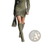 Olive Green Suede Fringed Wrap Long Sleeve Dress