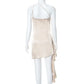 Beige Satin Ruched one Shoulder Backless Mini Dress