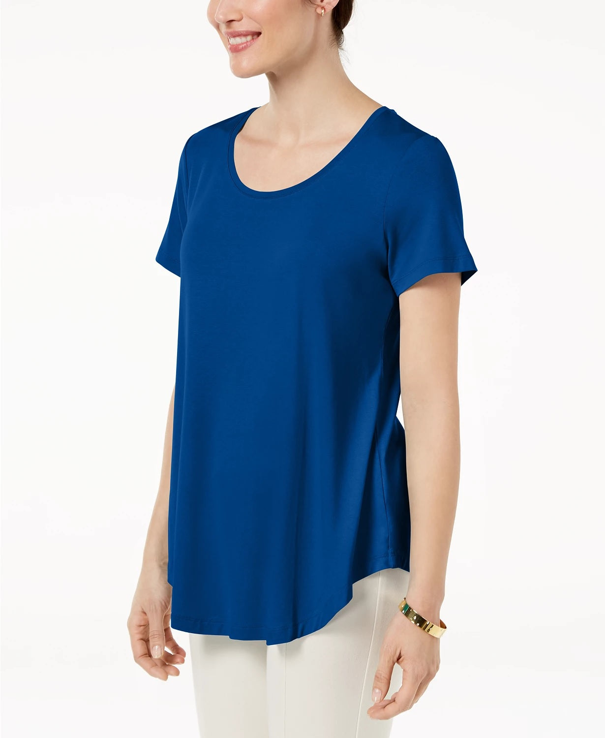 JM Collection Women's Scoop-Neck Top Bright Blue Size X-Small