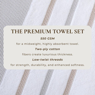 Decorative Cotton Stripe Bath Towel Set - Noelle Collection