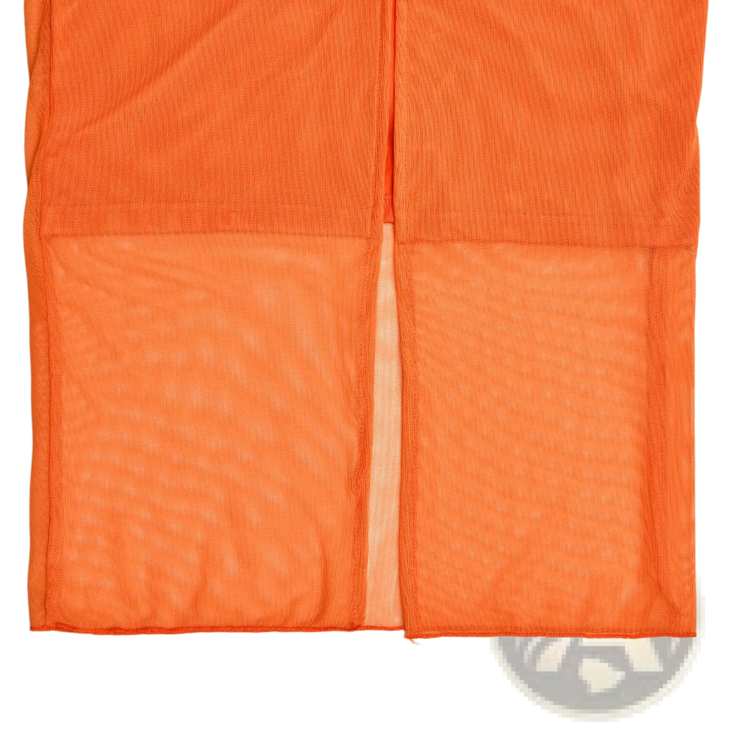 Orange Lace Trim Mesh Midi Dress