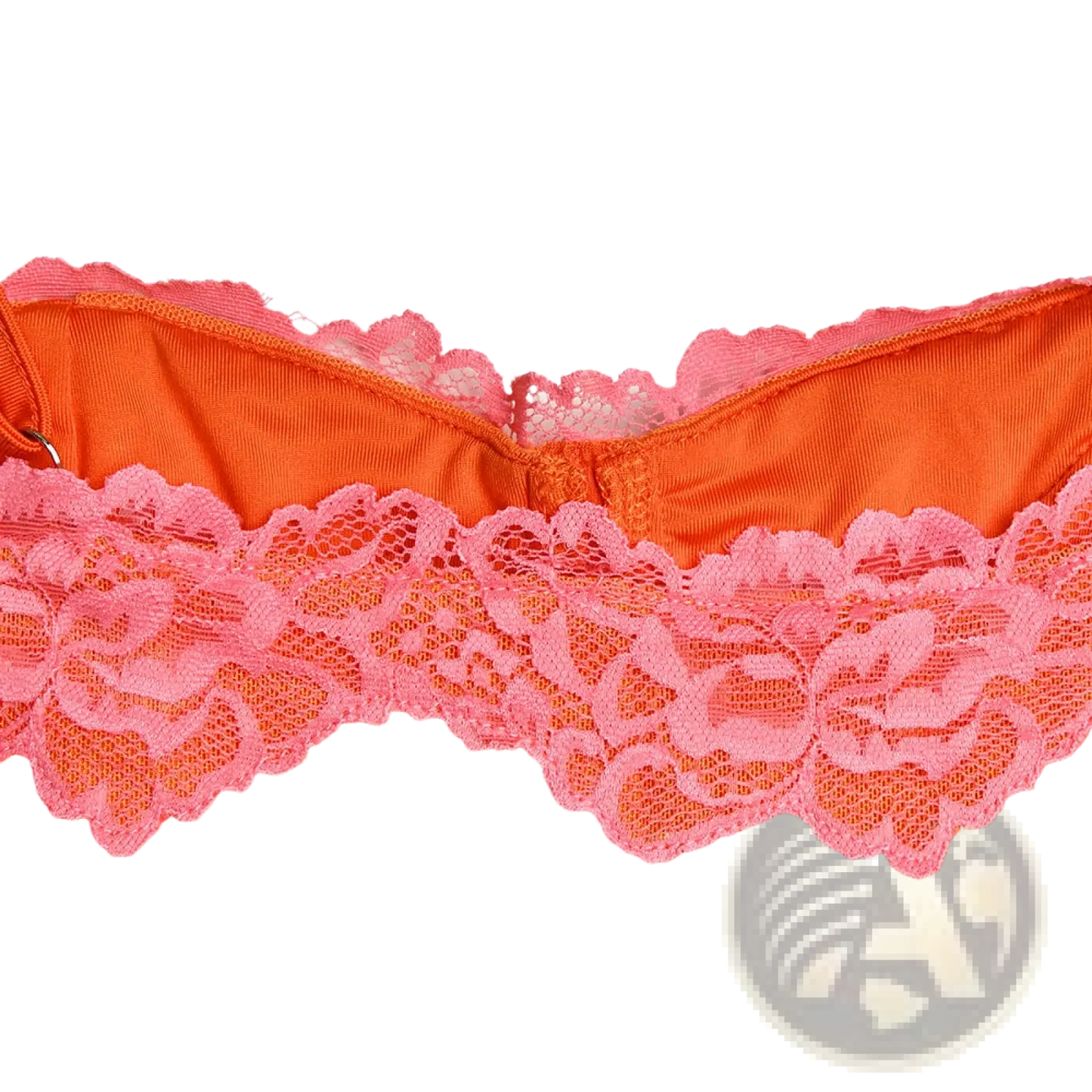 Orange Lace Trim Mesh Midi Dress