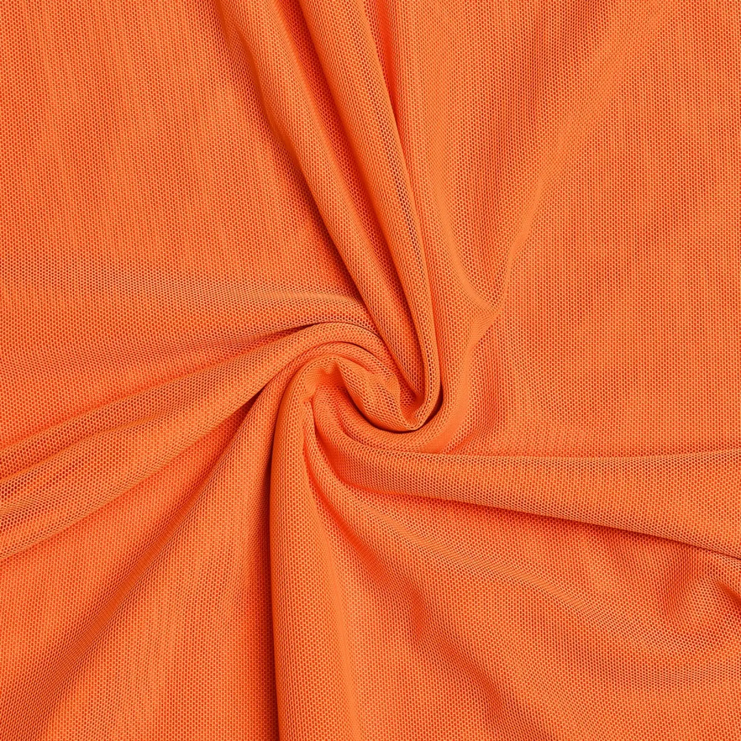 Orange Lace Trim Mesh Midi Dress