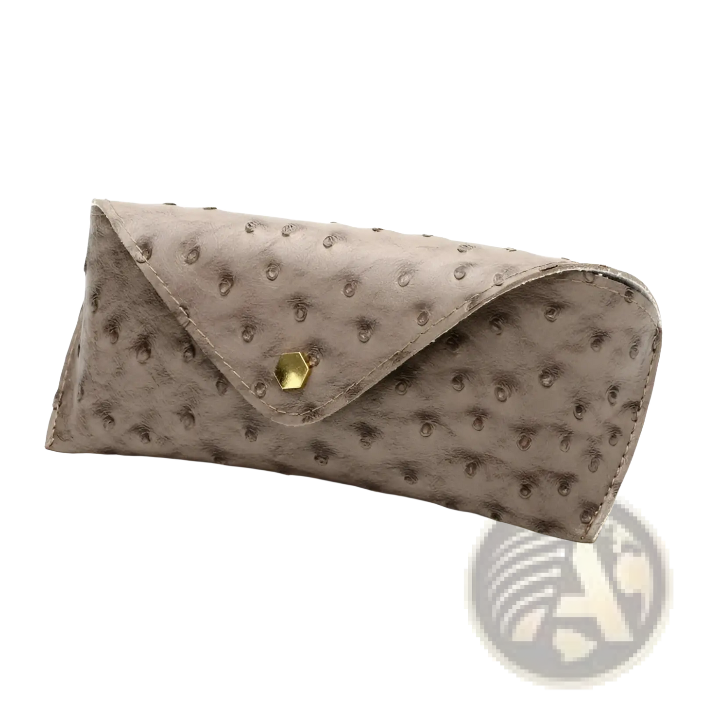 Ostrich Leather Polka Dot Sunglasses Case with Gold Clasp