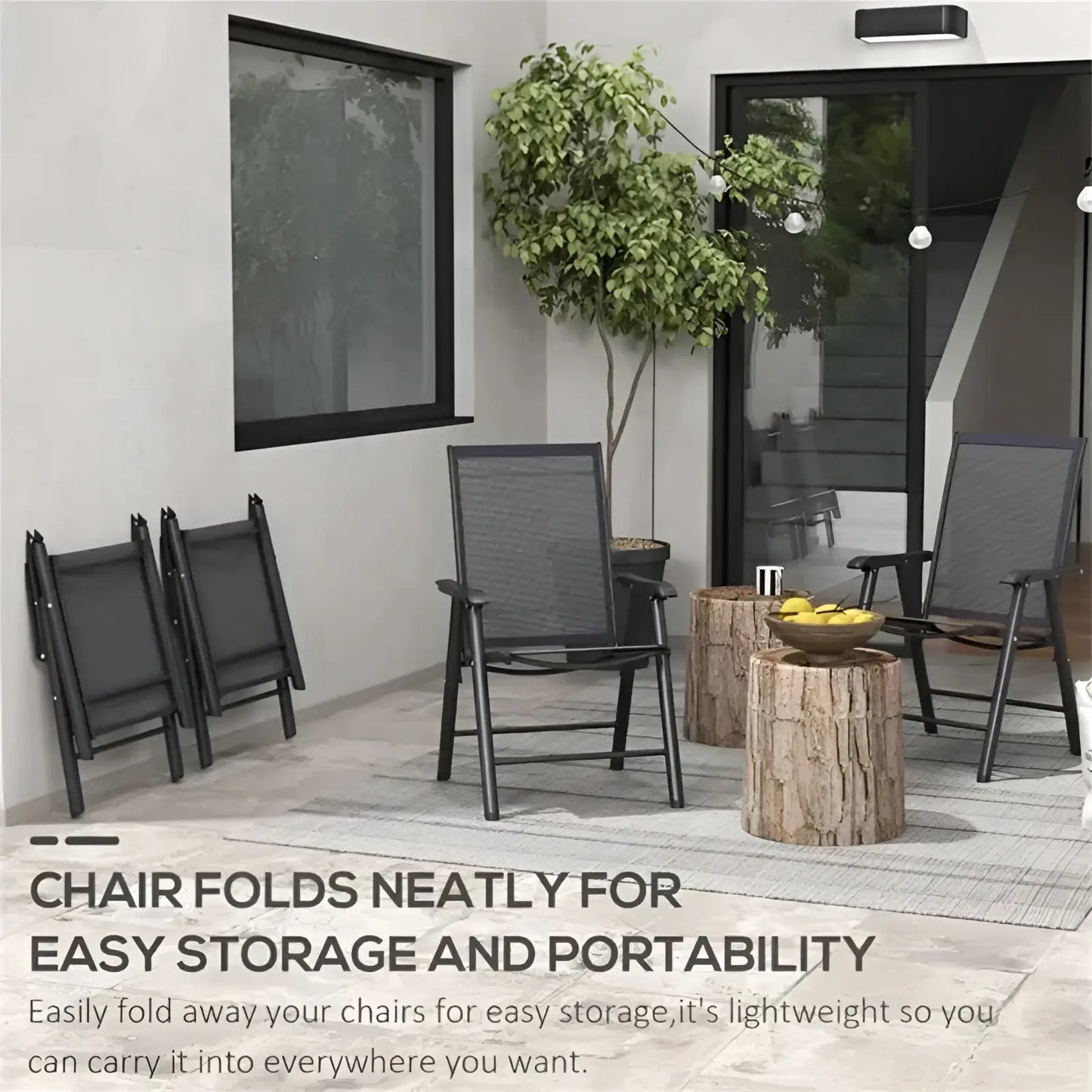 Outdoor Folding Chairs Set of 4 Mesh Patio Seating
