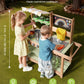Outdoor Mud Kitchen for Kids with Canopy and Wheels