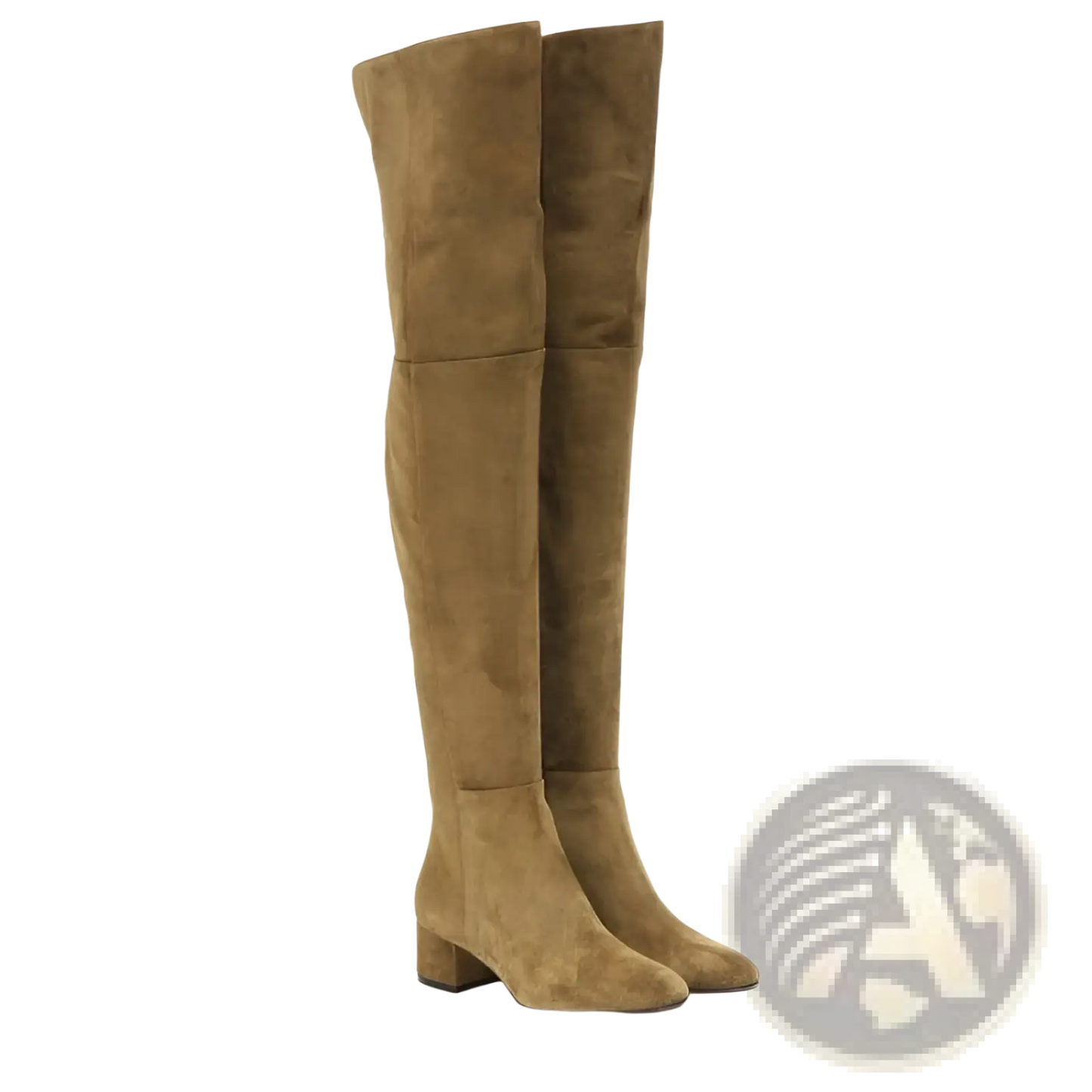 Over the Knee Suede Boots with Low Block Heel