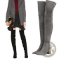 Over the Knee Suede Boots with Low Block Heel
