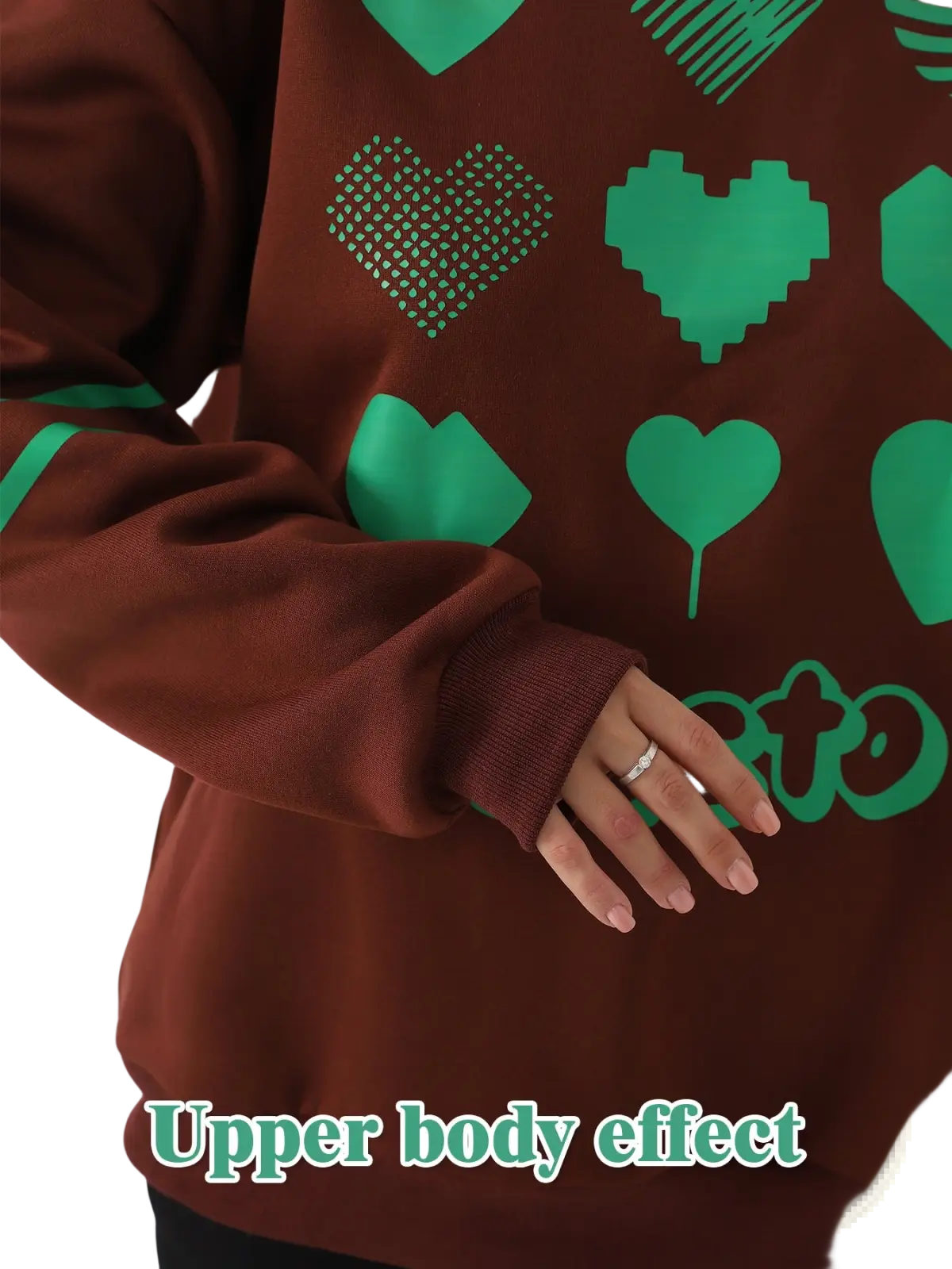 Oversized Heart Pattern Graphic Sweatshirt