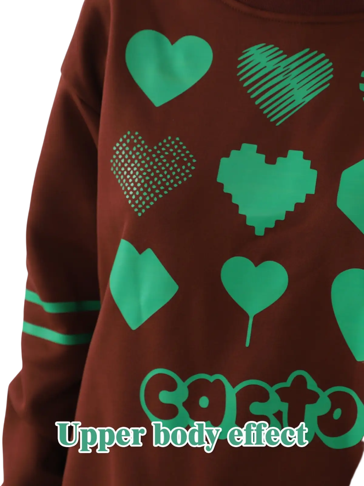 Oversized Heart Pattern Graphic Sweatshirt